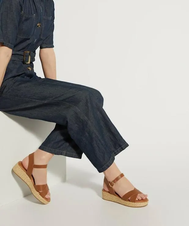 Dune London Heeled Sandals Women Wide Fit Woven Flatform Sandals Brown