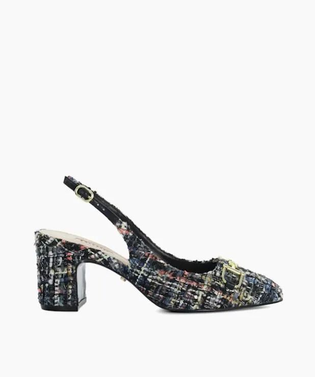 Dune London Heels Women Brand Snaffle BlockHeeled Slingback Courts Multi
