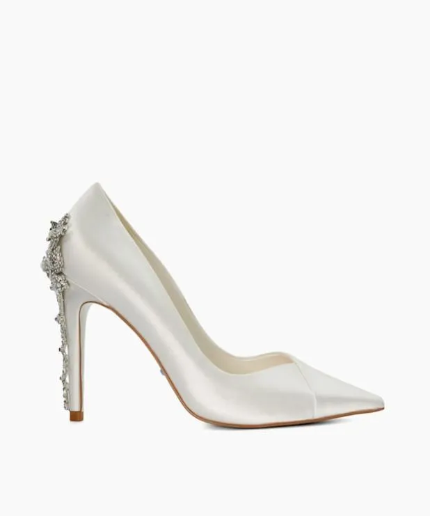 Dune London Heels Women Crystal Heeled Wedding Courts White