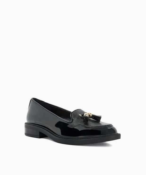 Dune London Loafers Women Patent Tassel Loafers Black