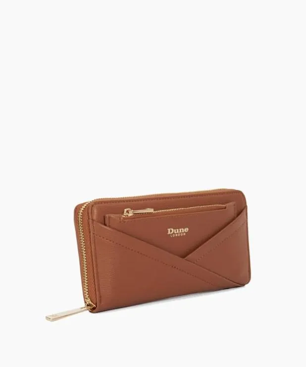 Dune London Purses Women Crossover Detail Zip Around Purse Brown