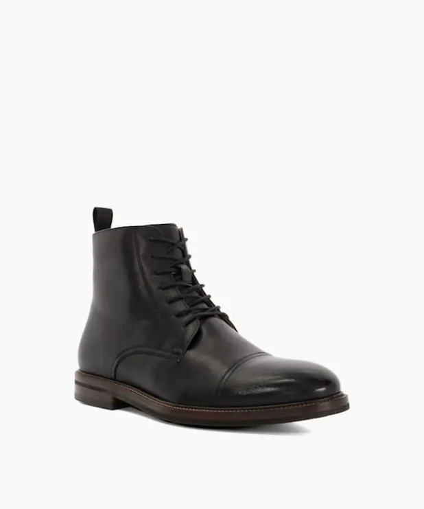 Dune London Smart Boots Men Toe Cap Detail Ankle Boot Black