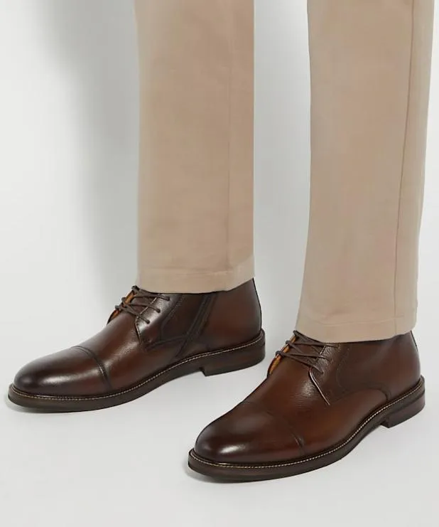 Dune London Smart Boots Men Toe Cap Detail Ankle Boot Brown