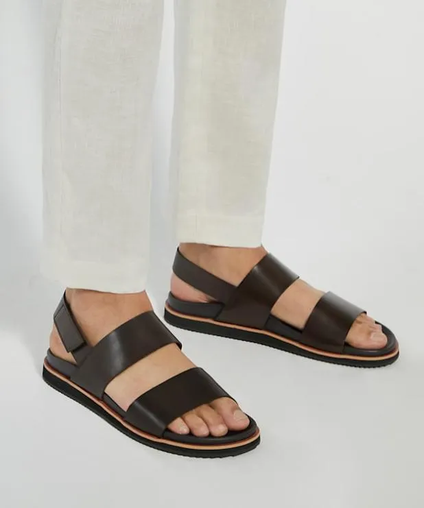 Dune London Smart Sandals Men Utilitarian Strap Sandals Brown