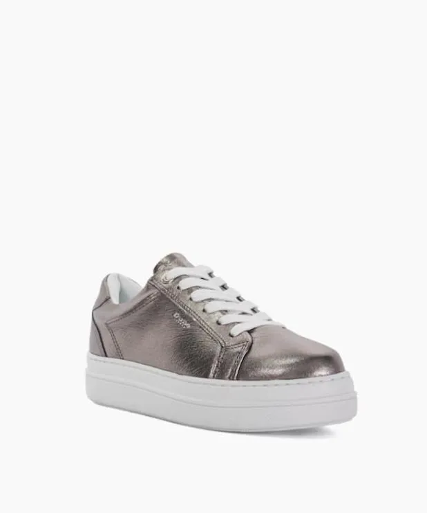 Dune London Trainers Women Branded Chunky Cup Sole Trainers Metallic