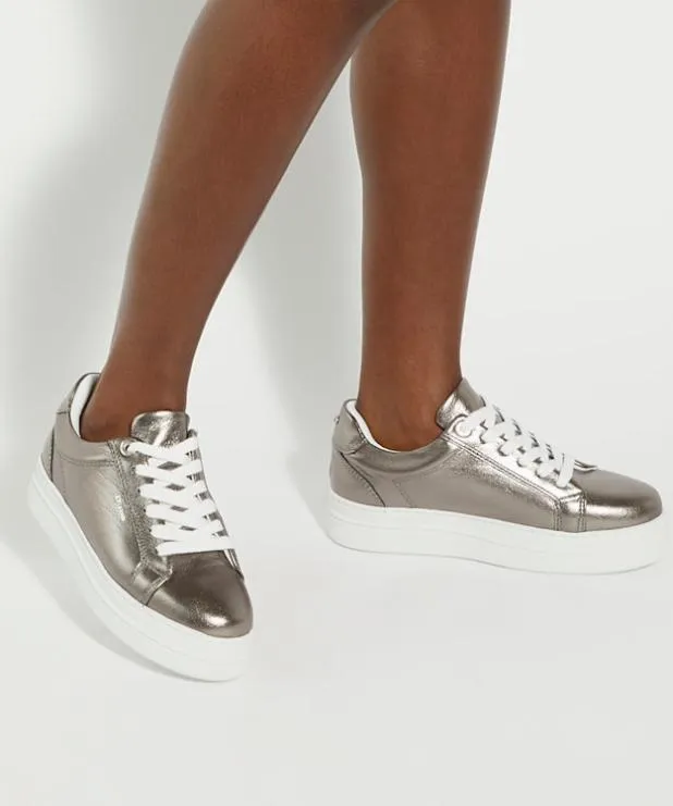 Dune London Trainers Women Branded Chunky Cup Sole Trainers Metallic