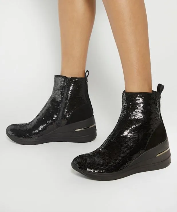 Dune London Trainers Women Wedge Heel Ankle Boots Black