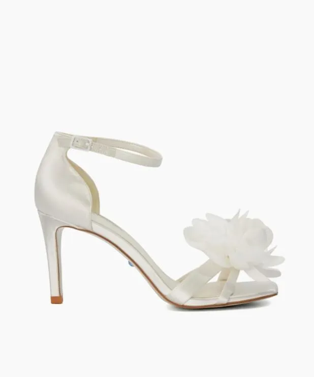 Dune London White Sandals Women Corsage Detail Ankle Strap Wedding Heels White