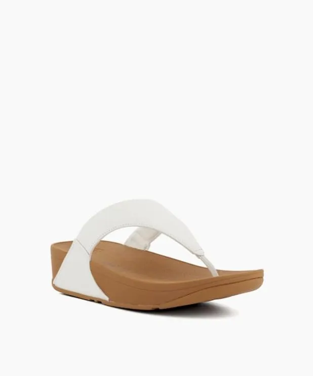 Dune London White Sandals Women ToePost Leather LowWedge Sandals White