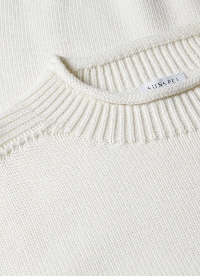 English Merino Fisherman Jumper Ecru Men SUNSPEL Knitwear