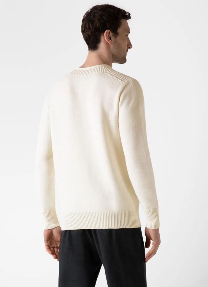 English Merino Fisherman Jumper Ecru Men SUNSPEL Knitwear