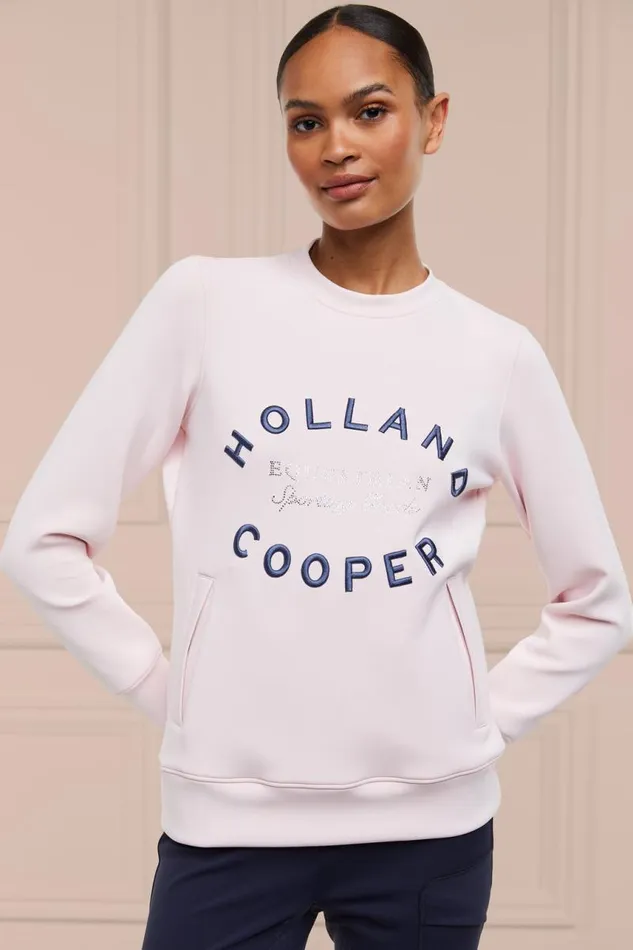 Equestrian Hoodies and Sweatshirts Holland Cooper Crystal Crew Neck Sweat Blush