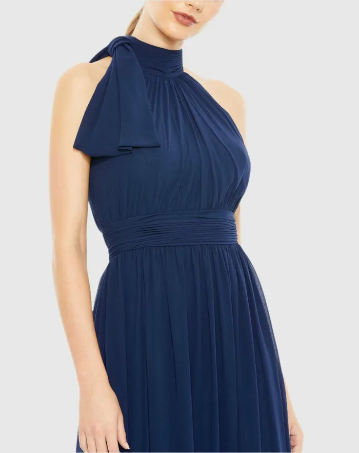 Evening Gowns Mac Duggal Women High Neck Chiffon Gown Powder Blue