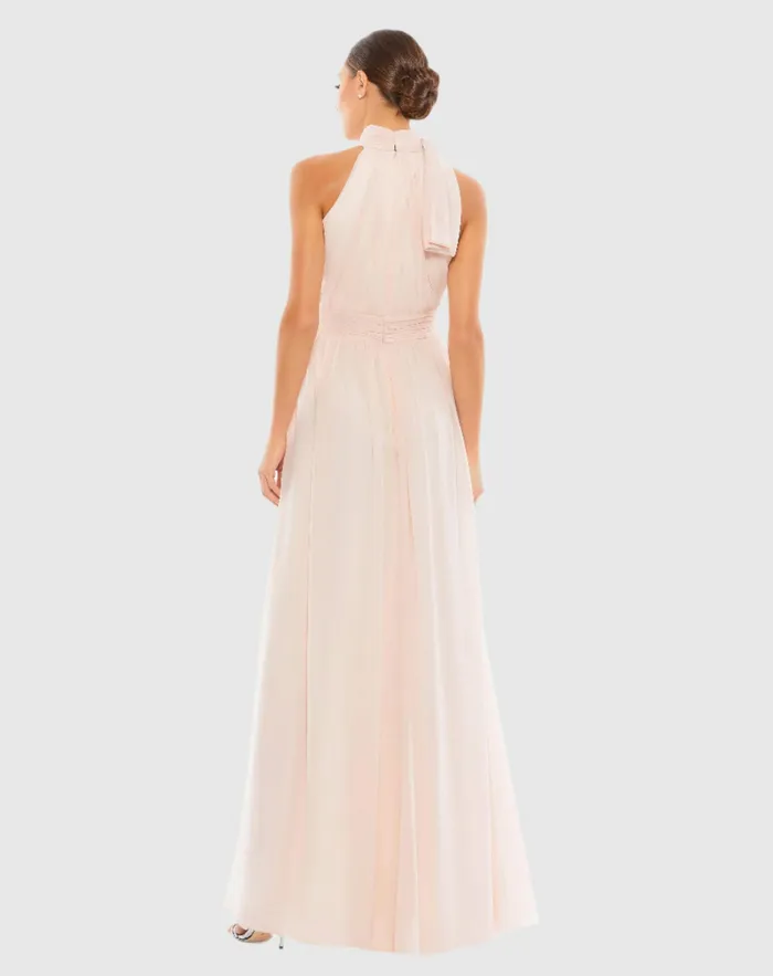 Evening Gowns Mac Duggal Women High Neck Chiffon Gown Powder Blue