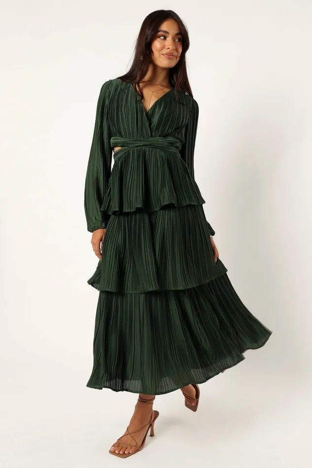 Event Dresses Pippa Long Sleeve Midi Dress Emerald Petal and Pup Women