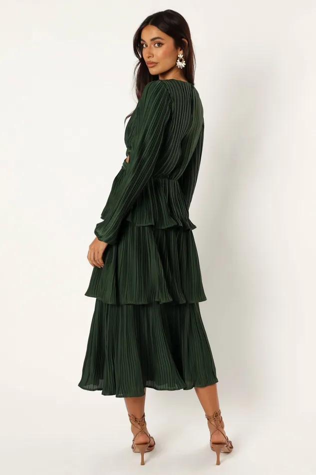 Event Dresses Pippa Long Sleeve Midi Dress Emerald Petal and Pup Women