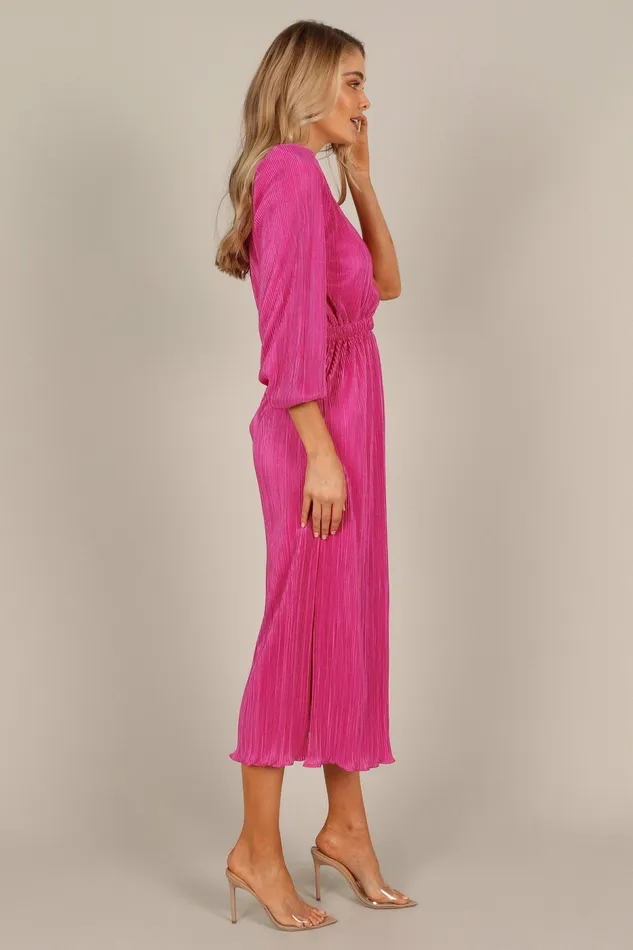 Event Dresses Pontee One Shoulder Pleated Midi Dress Orchid 8211 Petal and Pup Women