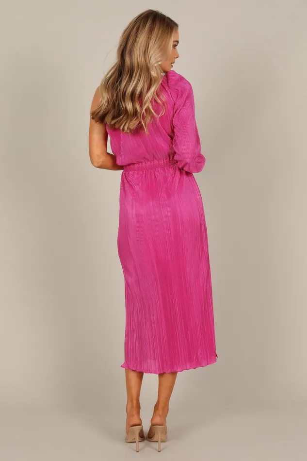 Event Dresses Pontee One Shoulder Pleated Midi Dress Orchid 8211 Petal and Pup Women