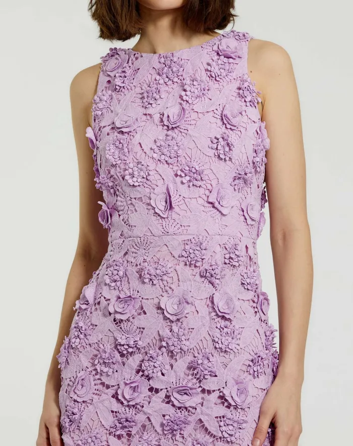 Every Day Dresses Women Floral Lace Fitted Sleeveless Mini Dress Orchid Mac Duggal
