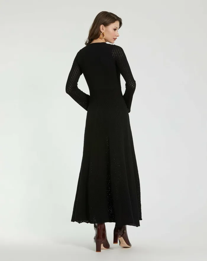 Every Day Dresses Women Scoop Neck Long Sleeve Knit Maxi Dress Black Mac Duggal