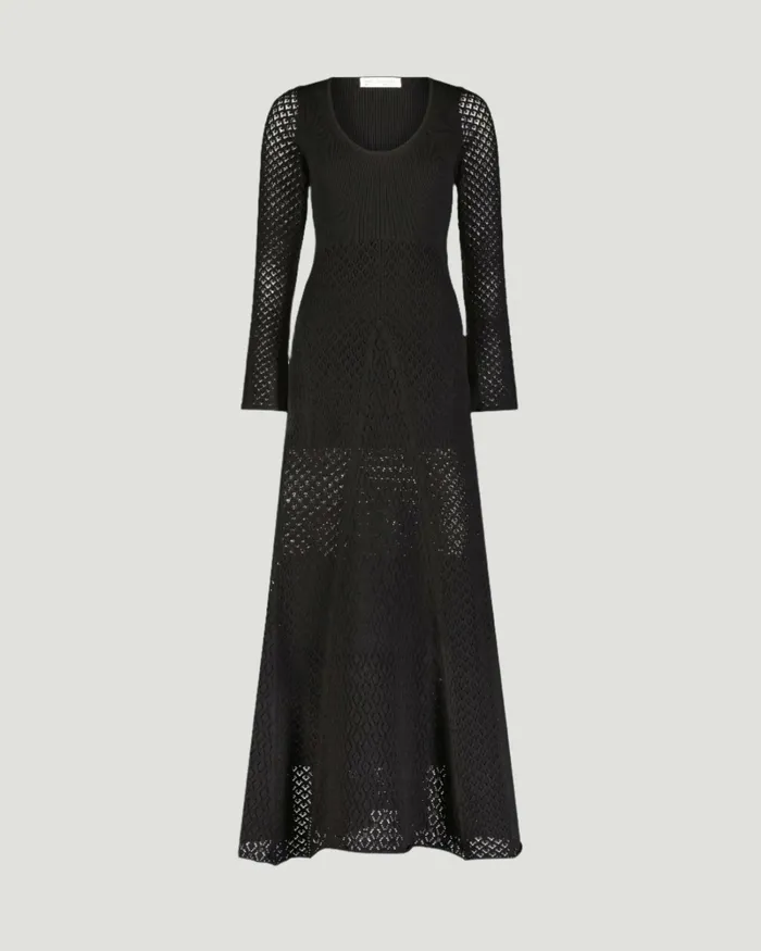 Every Day Dresses Women Scoop Neck Long Sleeve Knit Maxi Dress Black Mac Duggal