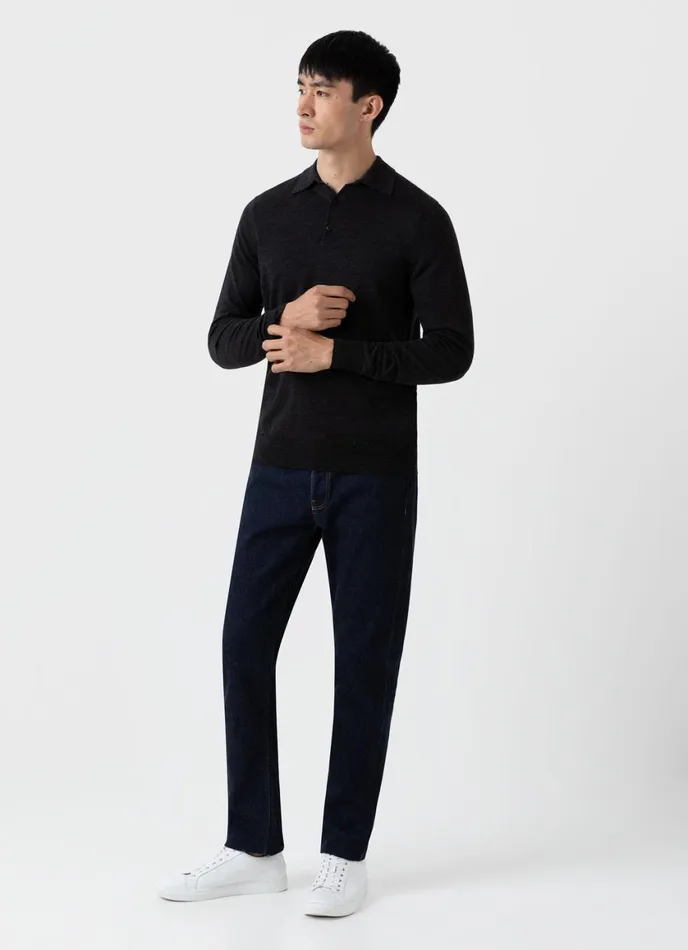 ExtraFine Merino Polo Shirt Charcoal Melange Men SUNSPEL Polo Shirts