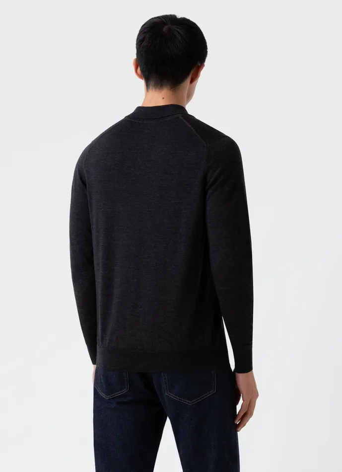 ExtraFine Merino Polo Shirt Charcoal Melange Men SUNSPEL Polo Shirts