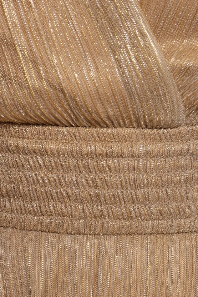 Fall Dresses Petal and Pup Women Cybil Pleated Tiered Midi Dress Champagne Gold