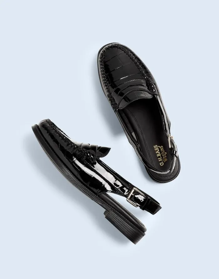 Flats and Loafers Women Madewell Madewell X GHBASS Whitney Sling Back Weejuns Loafers Black