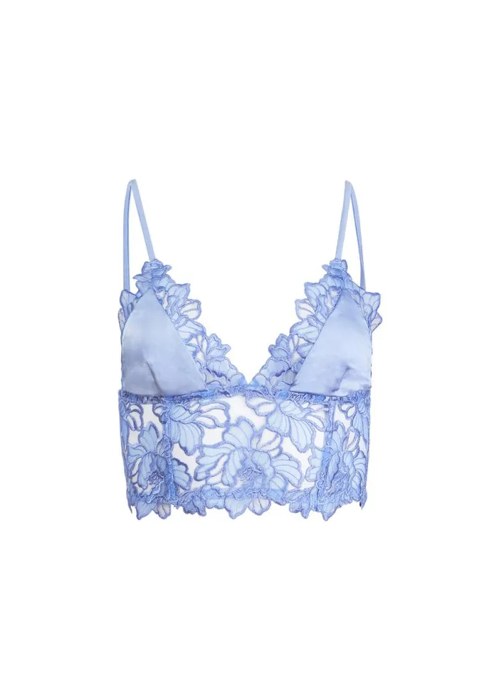 Fleur Du Mal Bridal Whitney Embroidery Longline Triangle Bra Horizon 8211 Women Fleur Du Mal Bridal Whitney Embroidery Longline Triangle Bra Horizon 8211 Women