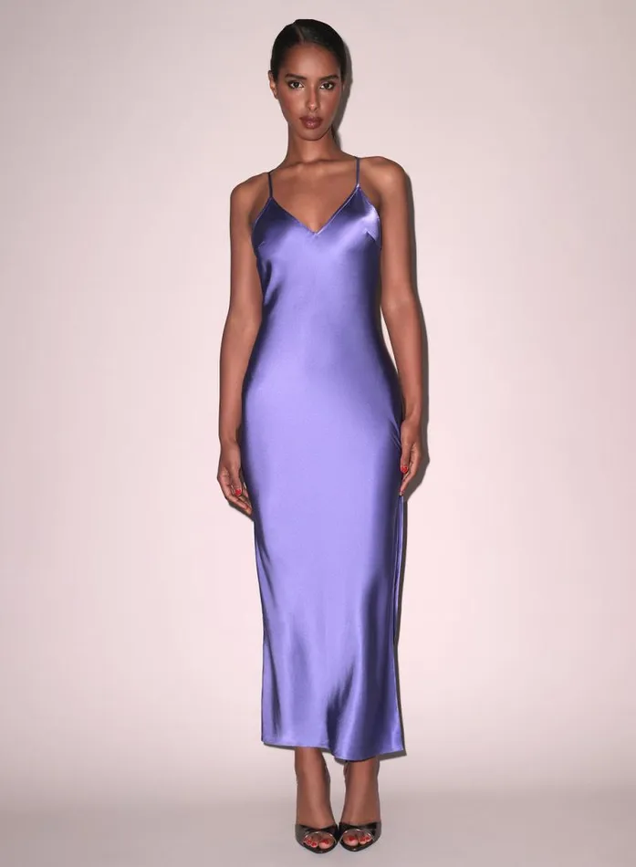 Fleur Du Mal Dresses Maxi High Slit Slip Dress Periwinkle 8211 Women Fleur Du Mal Dresses Maxi High Slit Slip Dress Periwinkle 8211 Women