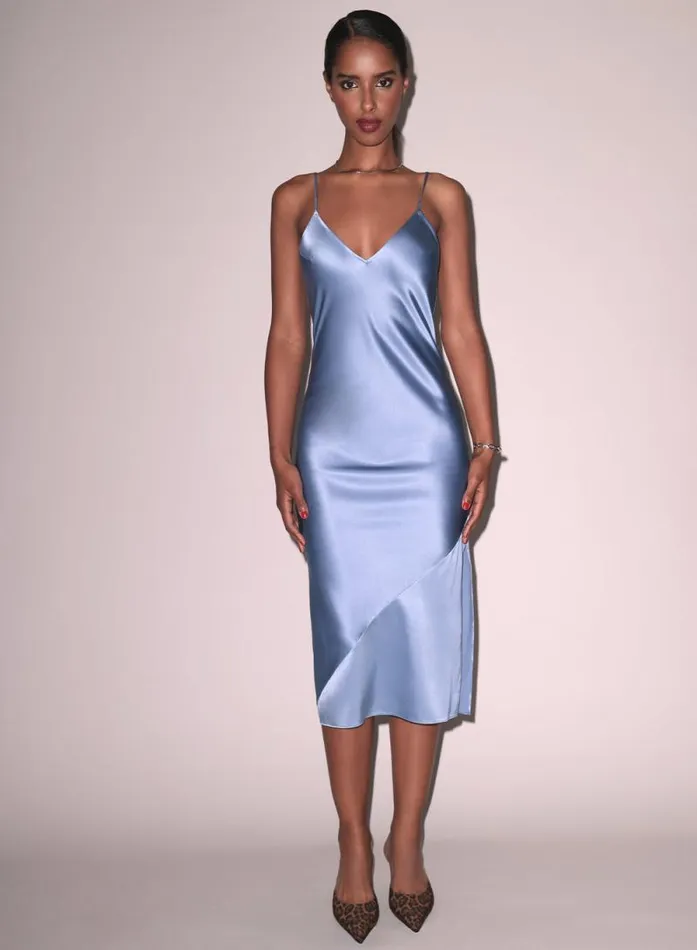 Fleur Du Mal Dresses Silk Bias Slip Dress Denim Blue 8211 Women Fleur Du Mal Dresses Silk Bias Slip Dress Denim Blue 8211 Women