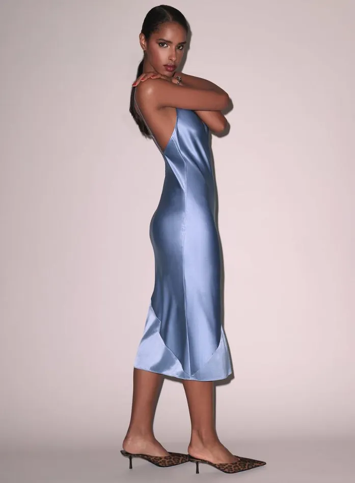 Fleur Du Mal Dresses Silk Bias Slip Dress Denim Blue 8211 Women Fleur Du Mal Dresses Silk Bias Slip Dress Denim Blue 8211 Women