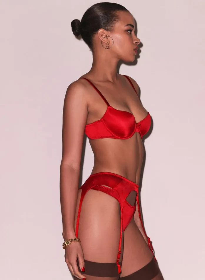 Fleur Du Mal Garters and Belts Luxe Classic Garter Belt Rouge 8211 Women Fleur Du Mal Garters and Belts Luxe Classic Garter Belt Rouge 8211 Women