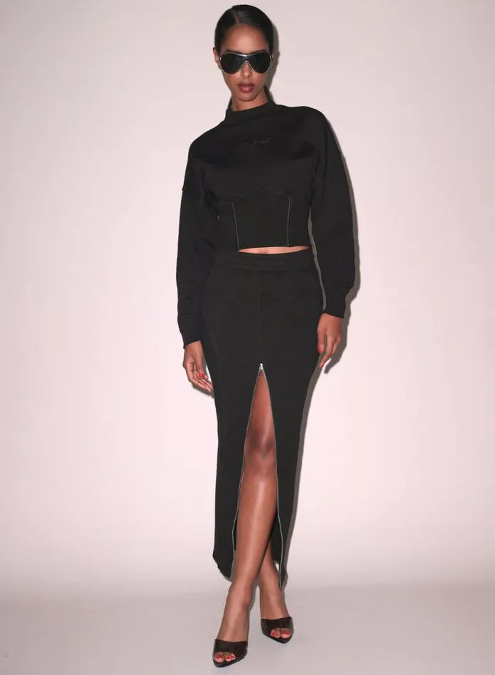 Fleur Du Mal Knitwear Unzip Me Maxi Skirt Black 8211 Women Fleur Du Mal Knitwear Unzip Me Maxi Skirt Black 8211 Women