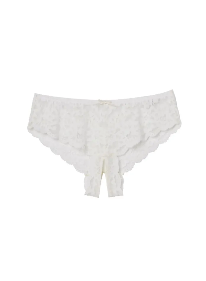 Fleur Du Mal Pleasure Charlotte Crotchless Panty Ivory 8211 Women