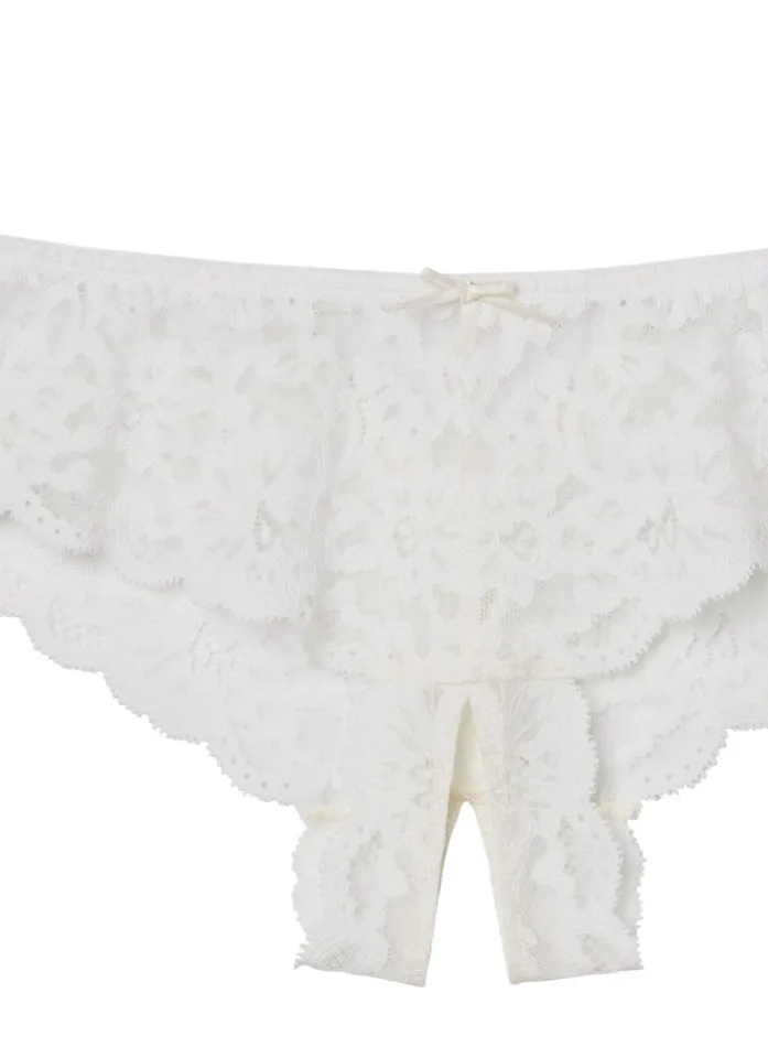 Fleur Du Mal Pleasure Charlotte Crotchless Panty Ivory 8211 Women