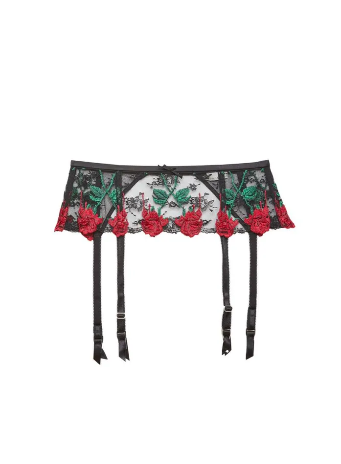 Fleur Du Mal Pleasure Vampire Rose Embroidery Garter Belt Black 8211 Women Fleur Du Mal Pleasure Vampire Rose Embroidery Garter Belt Black 8211 Women