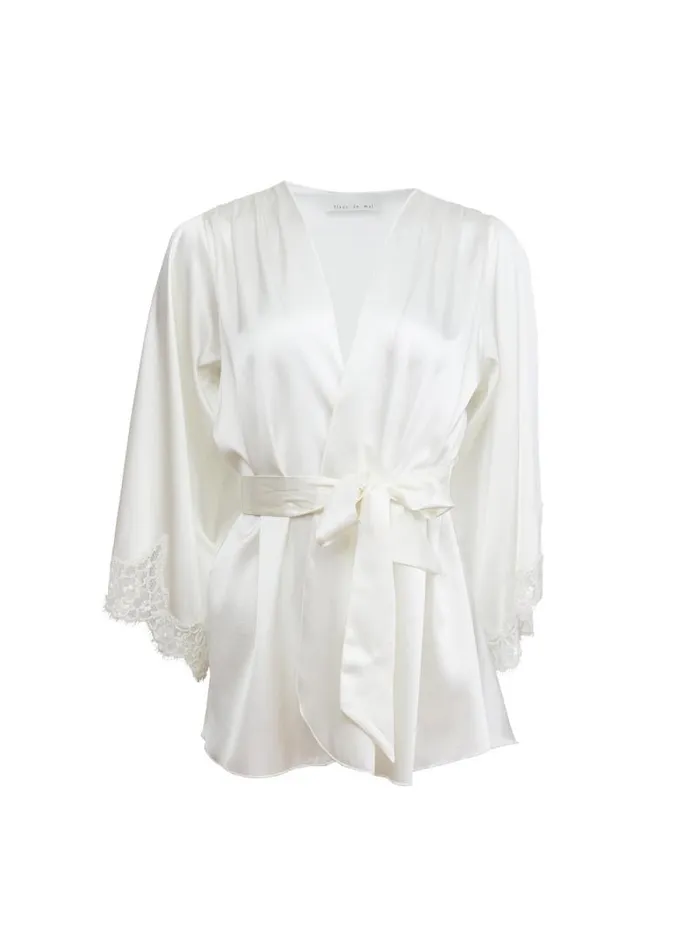 Fleur Du Mal Robes Daphne Lace Angel Sleeve Robe Ivory 8211 Women Fleur Du Mal Robes Daphne Lace Angel Sleeve Robe Ivory 8211 Women