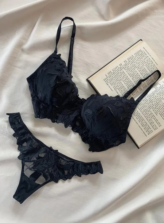Fleur Du Mal Underwire Bras Lily Embroidery Post Surgical Bra Black 8211 Women