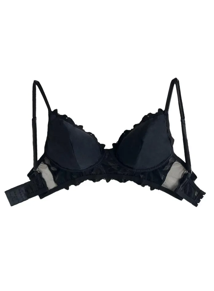 Fleur Du Mal Underwire Bras Lily Embroidery Post Surgical Bra Black 8211 Women