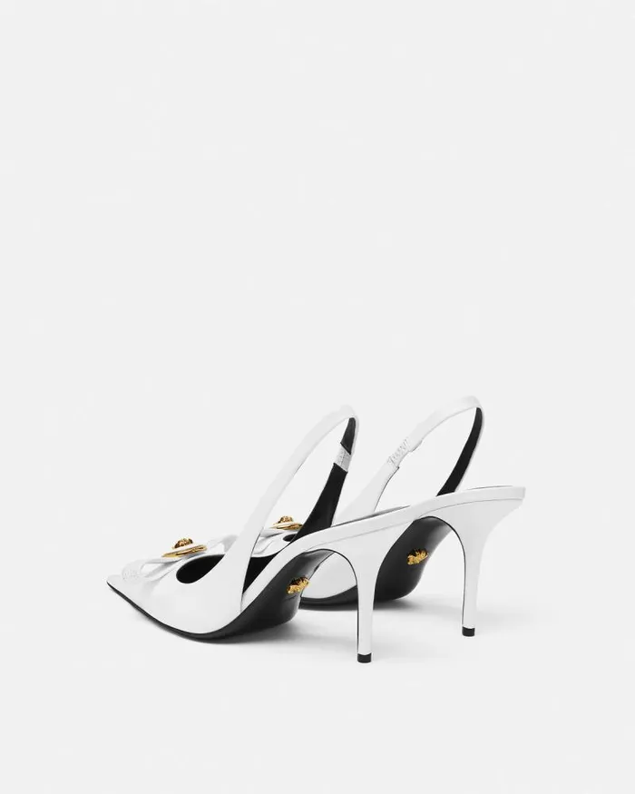 Gianni Ribbon Slingback Pumps 85 Mm White Women Versace Pumps and Slingbacks
