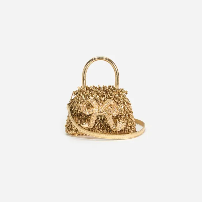 Gold Crystal Embroidery Micro Bag Women Self Portrait Micro Gold Crystal Embroidery Micro Bag Women Self Portrait Micro