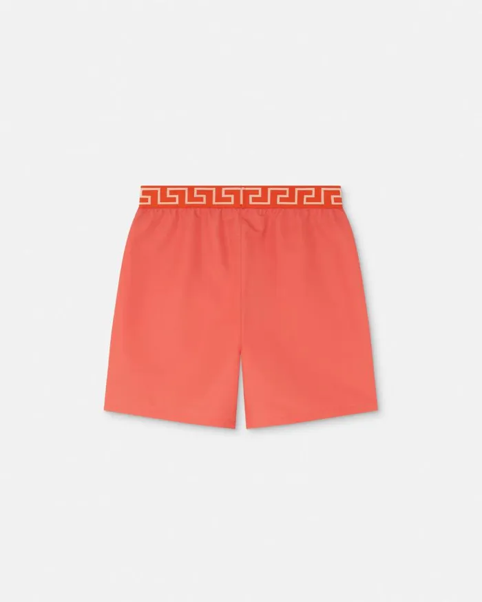 Greca Border Boardshorts Red Men Versace Swimwear