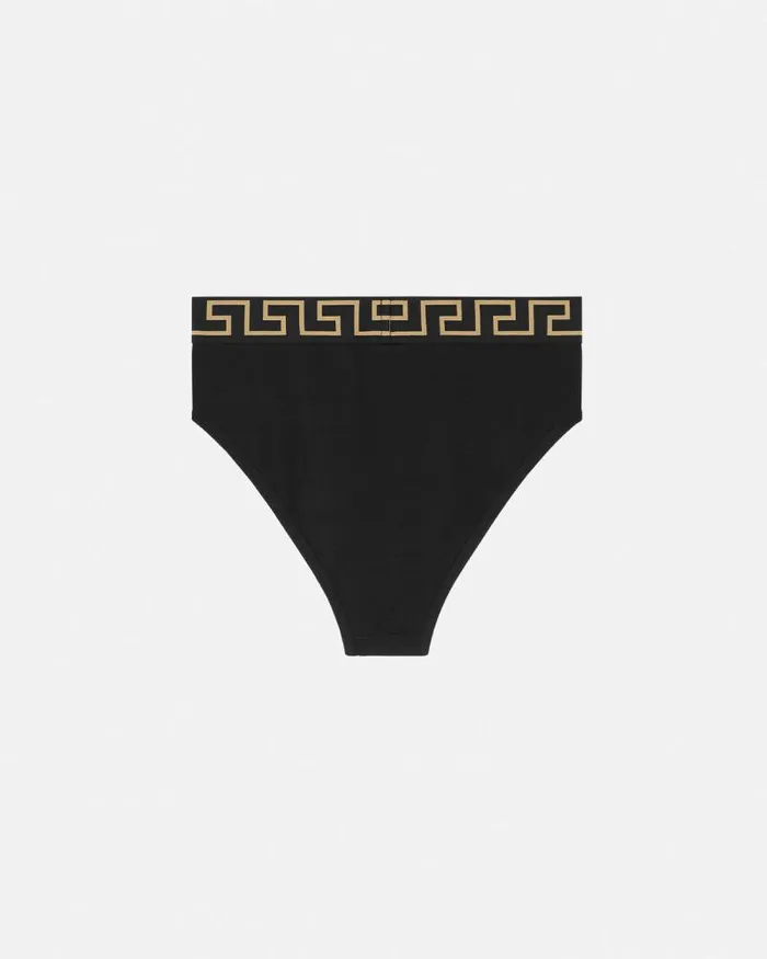 Greca Border High Waist Briefs Black Women Versace Bras and Briefs