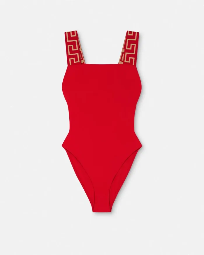 Greca Border OnePiece Swimsuit Red Women Versace Swimwear