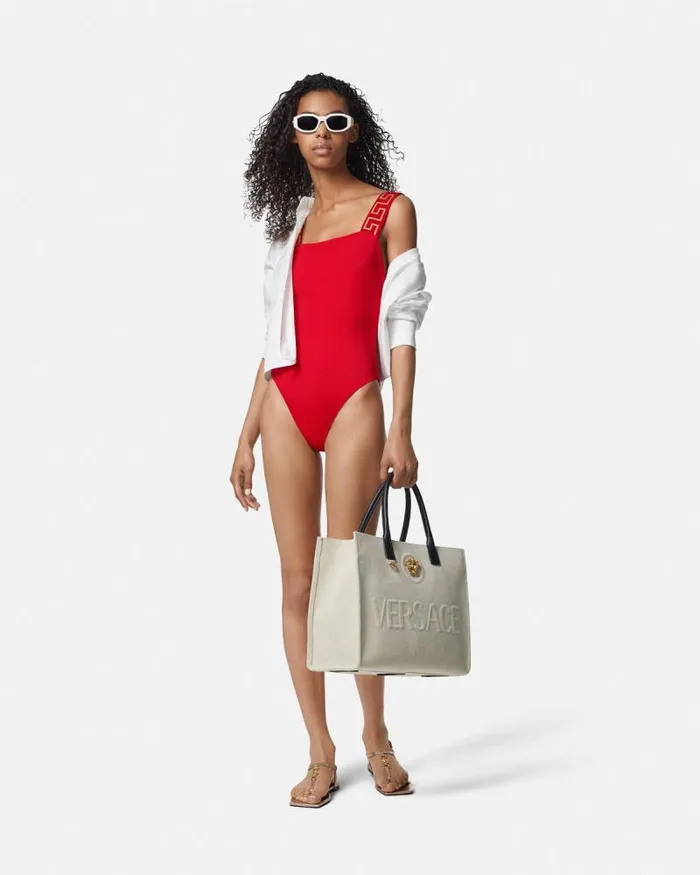Greca Border OnePiece Swimsuit Red Women Versace Swimwear
