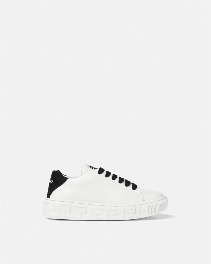 Greca Kids Sneakers Blackwhite Children Versace Shoes