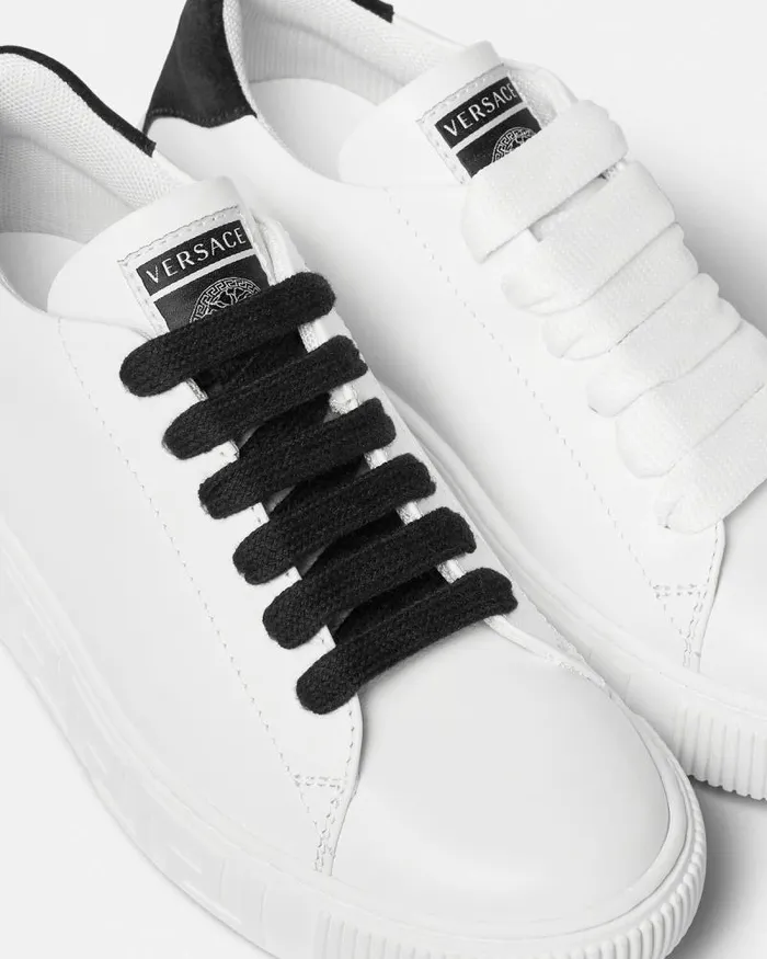 Greca Kids Sneakers Blackwhite Children Versace Shoes