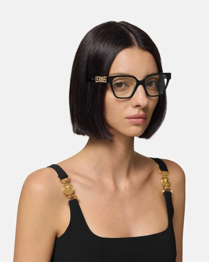 Greca Strass Glasses Blackgold Women Versace Eyeglass Frames